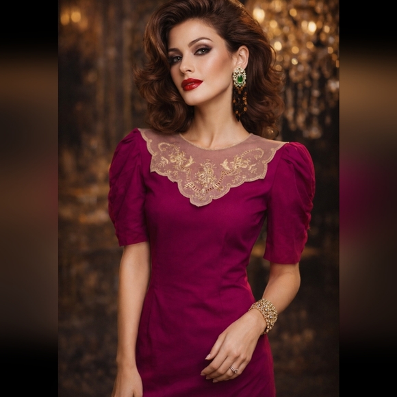 SONYA RYKIEL Dresses & Skirts - Sonia Rykiel Vintage Shift Dress Pink Lace Collar Cotton XS Rare Parisian Chic